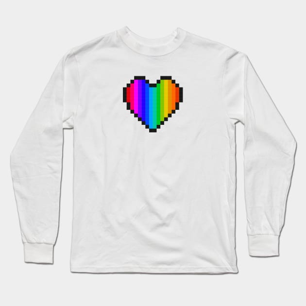 Pixel Pride Heart Long Sleeve T-Shirt by sanseffort